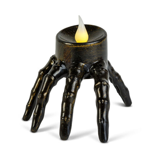56616 • Halloweenová LED sviečka - kostlivá ruka - na batérie - 9 x 7,5 x 7,5 cm