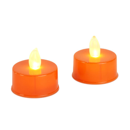 56619A • Halloween dekorácia so svetlom - LED čajová sviečka - oranžová - 2 ks / balenie