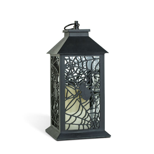 56621B • Halloweenová blikajúca lampáš - pavúk - na batérie - čierna - 30 x 14 cm