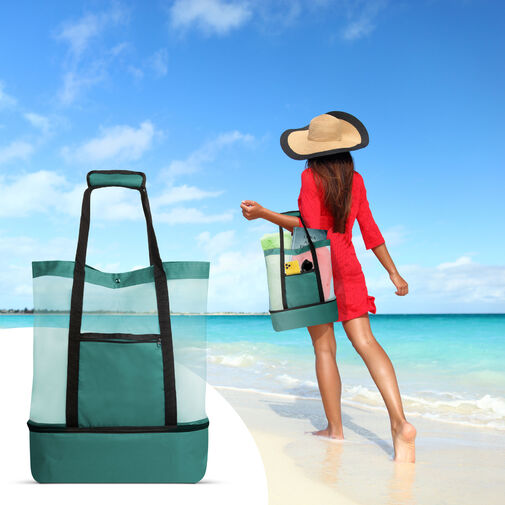 57037B • Plážová taška - s termo priehradkou - zelená