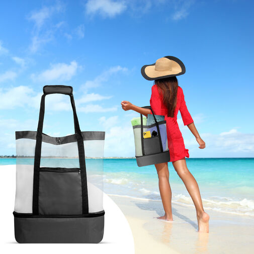 57037D • Plážová taška - s termo priehradkou - čierna