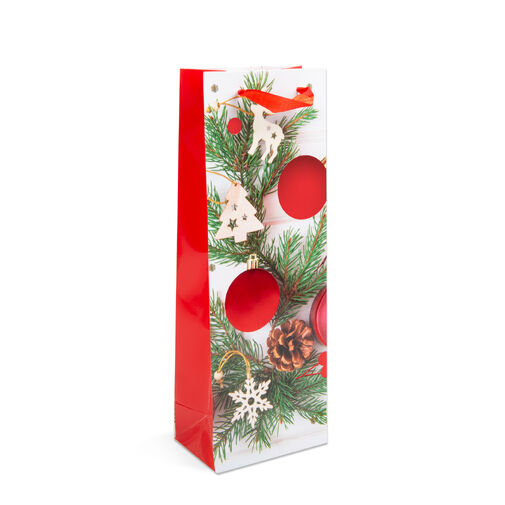 57108J • Taška na fľaše - papier, vianočná - 360 x 127 x 83 mm - 4 druhy / balenie