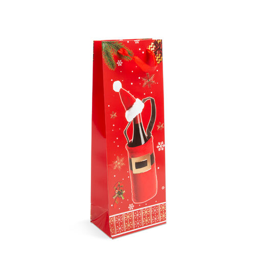 57108K • Taška na fľaše - papier, vianočná - 360 x 127 x 83 mm - 4 druhy / balenie