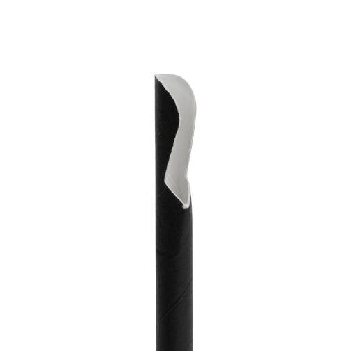 57604A • Papierová slamka - čierna, s lyžičkou - 200 x 8 mm - 150 ks / balenie