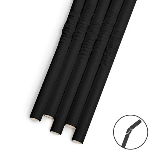 57604B • Papierová slamka - čierna - 190 x 4,5 mm - 150 ks / balenie
