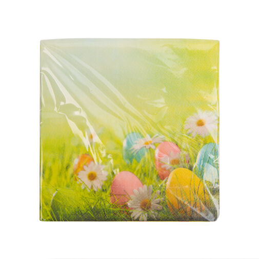 57922 • Veľkonočná servítka - vajíčka a kvety - 33 x 33 cm - 3 vrstvy - 20 ks / balenie