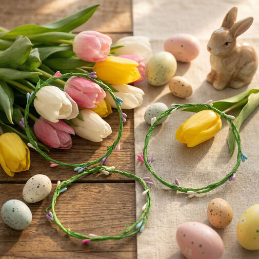 57947 • Veľkonočný farebný veniec - 65 cm - 4 ks / balenie