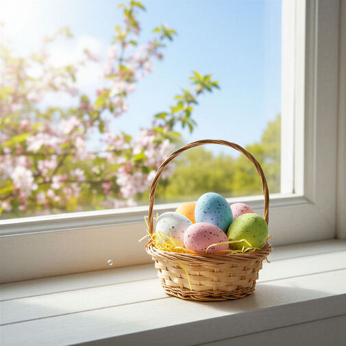 57952 • Veľkonočná dekorácia – vajíčka s papierovou trávou – pastelové farby – 4 x 6 cm – 6