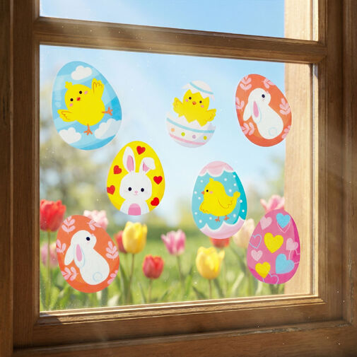 57958A • Veľkonočná okenná nálepka – trblietavé vajíčka – 43 x 30 cm