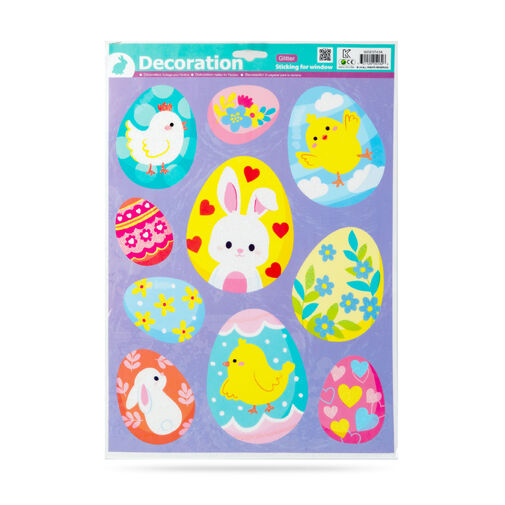 57958A • Veľkonočná okenná nálepka – trblietavé vajíčka – 43 x 30 cm
