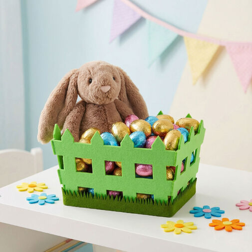 57962 • Veľkonočná dekorácia - filcový košík - v tvare plota - 19,5 x 13,2 x 11,7 cm