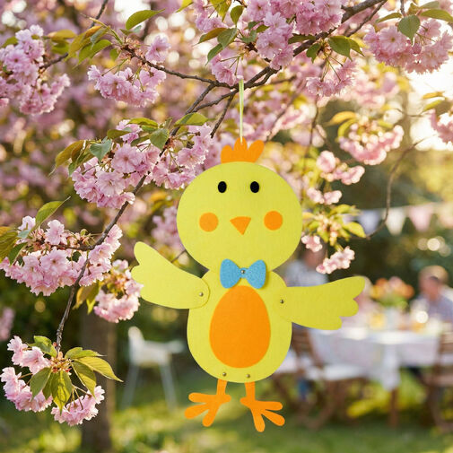 57964A • Veľkonočná závesná dekorácia - kuriatko, filc