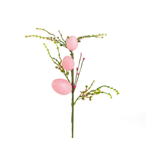 57965B • Veľkonočná vetvička s vajíčkami – trblietavá – ružová – 40 x 16 cm