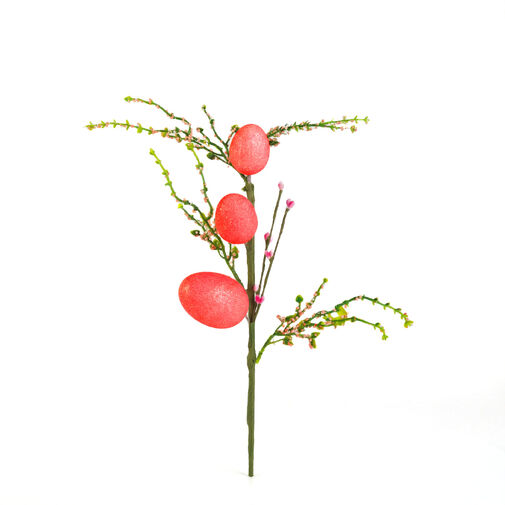 57965C • Veľkonočná vetvička s vajíčkami – trblietavá – červená – 40 × 16 cm