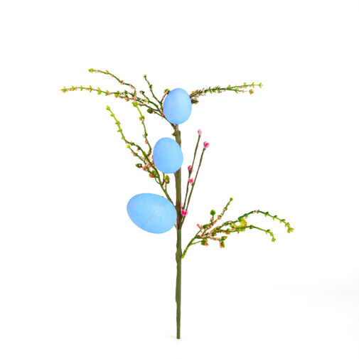 57965D • Veľkonočná vetvička s vajíčkami – trblietavá – modrá – 40 x 16 cm