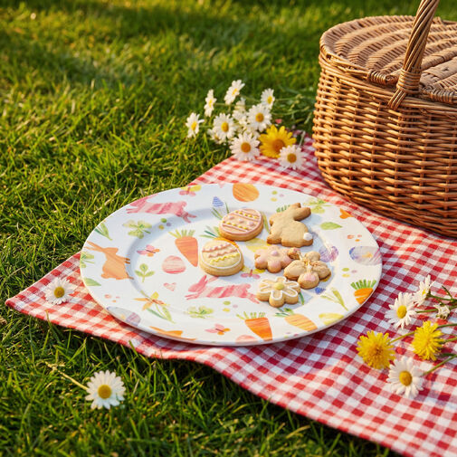 57969B • Veľkonočný tanier – kov – s mrkvou – 33 cm