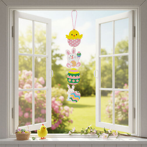 57984 • Veľkonočná závesná dekorácia - trblietavá penová doska - 60 cm - 4 dielna