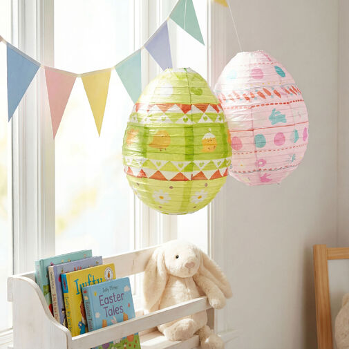 57990 • Veľkonočná dekorácia - papierový lampión - vajíčko - zelený, ružový - Ø30 cm