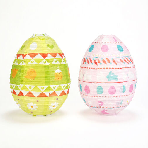 57990 • Veľkonočná dekorácia - papierový lampión - vajíčko - zelený, ružový - Ø30 cm