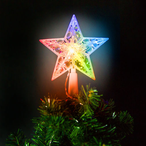 58034 •  Vianočná LED hviezda na špic stromu - 10 LED - 15 cm - RGB - 2 x AA
