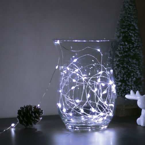 58041C • Vianočná LED sveteľná reťaz -  5 m - 50 LED - studená biela - 3 x AA