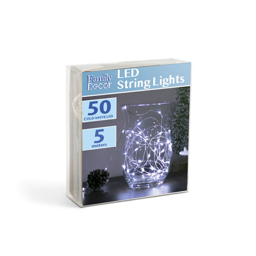 58041C • Vianočná LED sveteľná reťaz -  5 m - 50 LED - studená biela - 3 x AA
