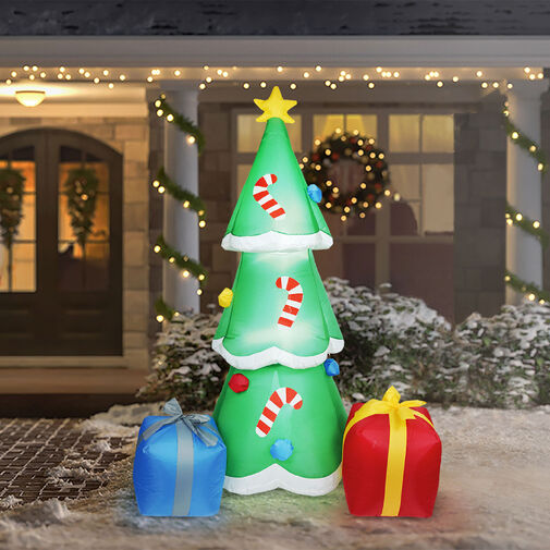 58067E • Nafukovací vianočný strom - 180 cm - IP44 - 12 bielych LED - 100 - 240V