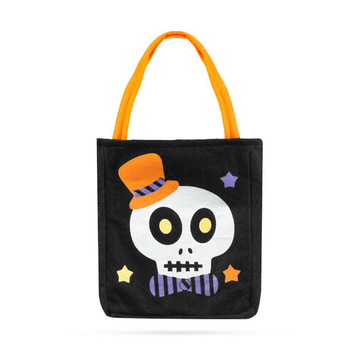 58077B • Halloweenska darčeková taška - textilná, lebka - 18 x 22 cm