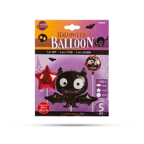 58080F • Sada halloweenskych balónov - netopier - 5 ks / balenie