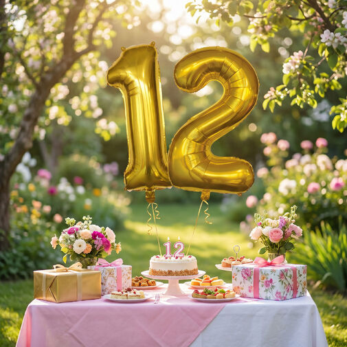 58084-04 • Narodeninový fóliový balón číslo 4 - zlatý - 40