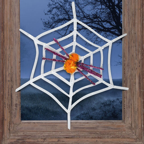 58101 • Pavučina s pavúkom - halloweenska dekorácia - biela