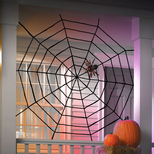 58102 • Plyšová pavučina - halloweenska dekorácia - 200 cm - čierna