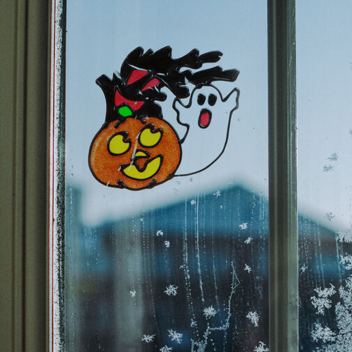 58107H • Halloweenska dekorácia na okno - tekvica a duch