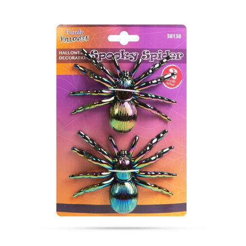 58138 • Halloweenska dekorácia - pavúk - s dúhovou farbou - 2 ks / balenie