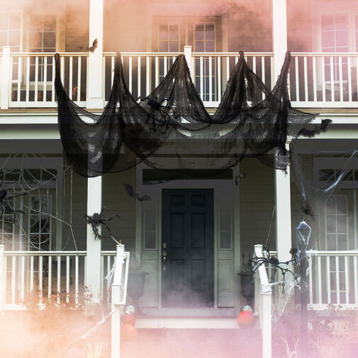 58144 • Halloweensky čierny gázový záves  - polyester - 76 x 210 cm