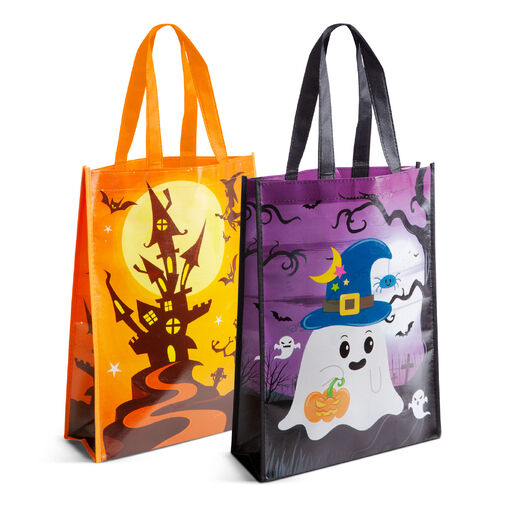 58184 • Halloweenska darčeková taška - oranžová / fialová - 30 x 40 x 10 cm