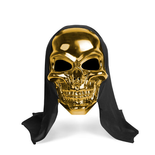 58185A • Lesklá maska ​​lebky - zlatá - dospelá veľkosť - 16 x 24 cm