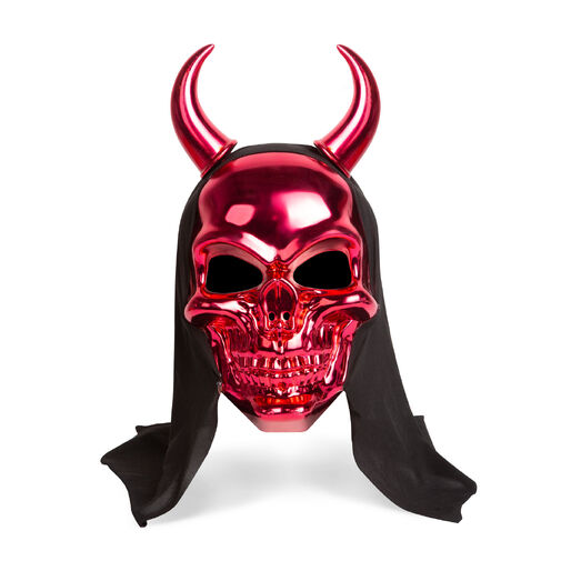 58185B • Lesklá maska ​​lebky - červený čert - dospelá veľkosť - 16 x 30 cm
