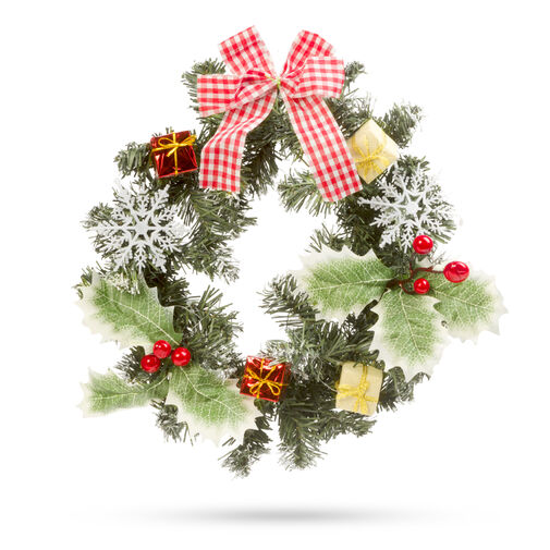 58212 • Vianočná dekorácia na dvere - s červenou mašľou a ozdobou