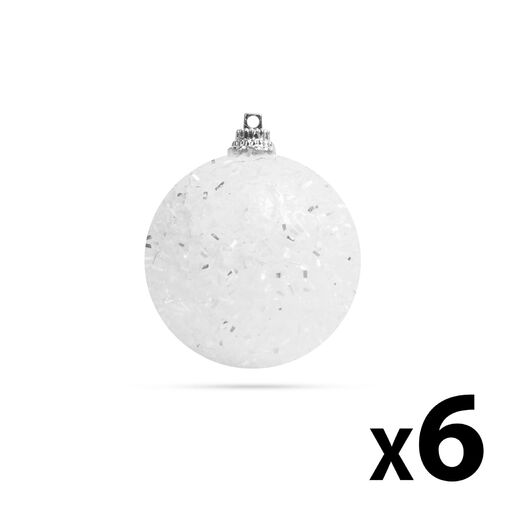 58221B • Dekoračná snehová guľa - zavesiteľná - 6 cm - 6 ks / balenie