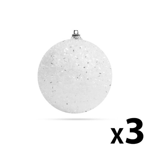 58221C • Dekoračná snehová guľa - zavesiteľná - 8 cm - 3 ks / balenie