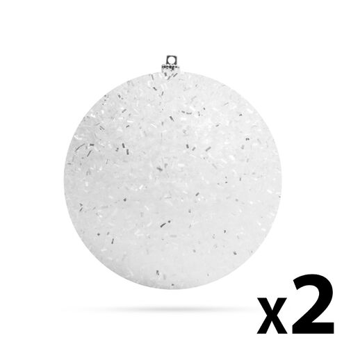 58221D • Dekoračná snehová guľa - zavesiteľná - 10 cm - 2 ks / balenie