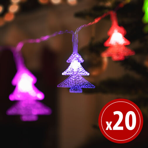 58223B • LED svetelná reťaz - farebné stromy - 20 LED - 2,3 m - 3 x AA