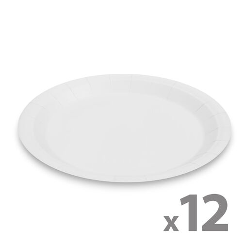 58235A • Sada papierových tanierov - biele - 23 cm - 12 ks / balenie