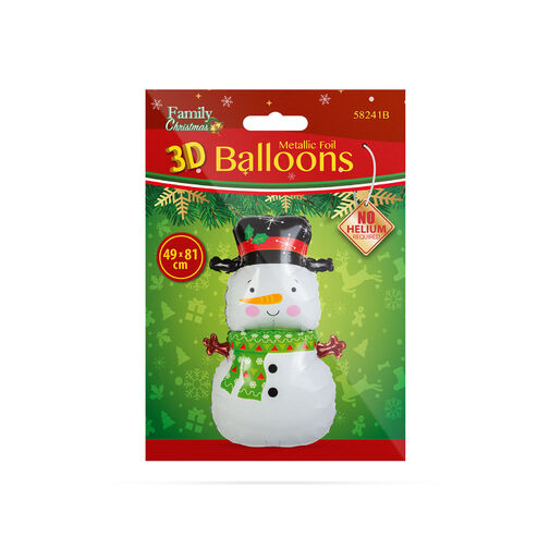58241B • Vianočný balón - hliníková fólia - snehuliak - 81 x 49 cm