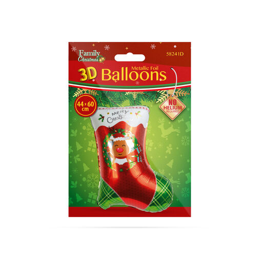 58241D • Vianočný balón - hliníková fólia - mikulášska čižma - 60 x 44 cm