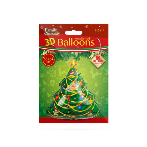 58241F • Vianočný balón - hliníková fólia - vianočný strom - 64 x 56 cm