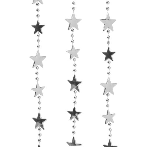 58245B • Dekoračná reťaz- strieborné hviezdy - 2,2 cm x 3 m