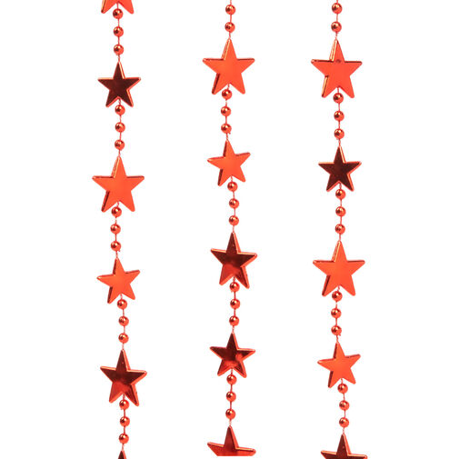 58245C • Dekoračná reťaz - červené hviezdy - 2,2 cm x 3 m