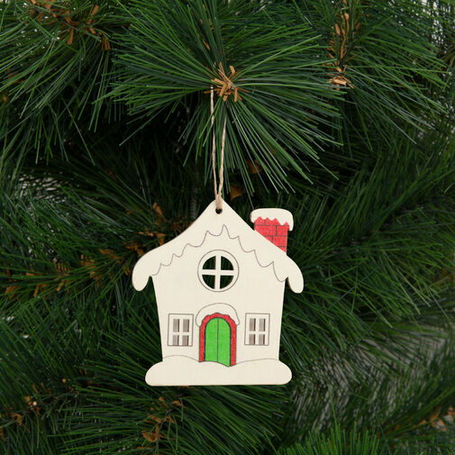 58247A • Ozdoba na vianočný strom - domček - zavesiteľné - 9,4 x 10 cm